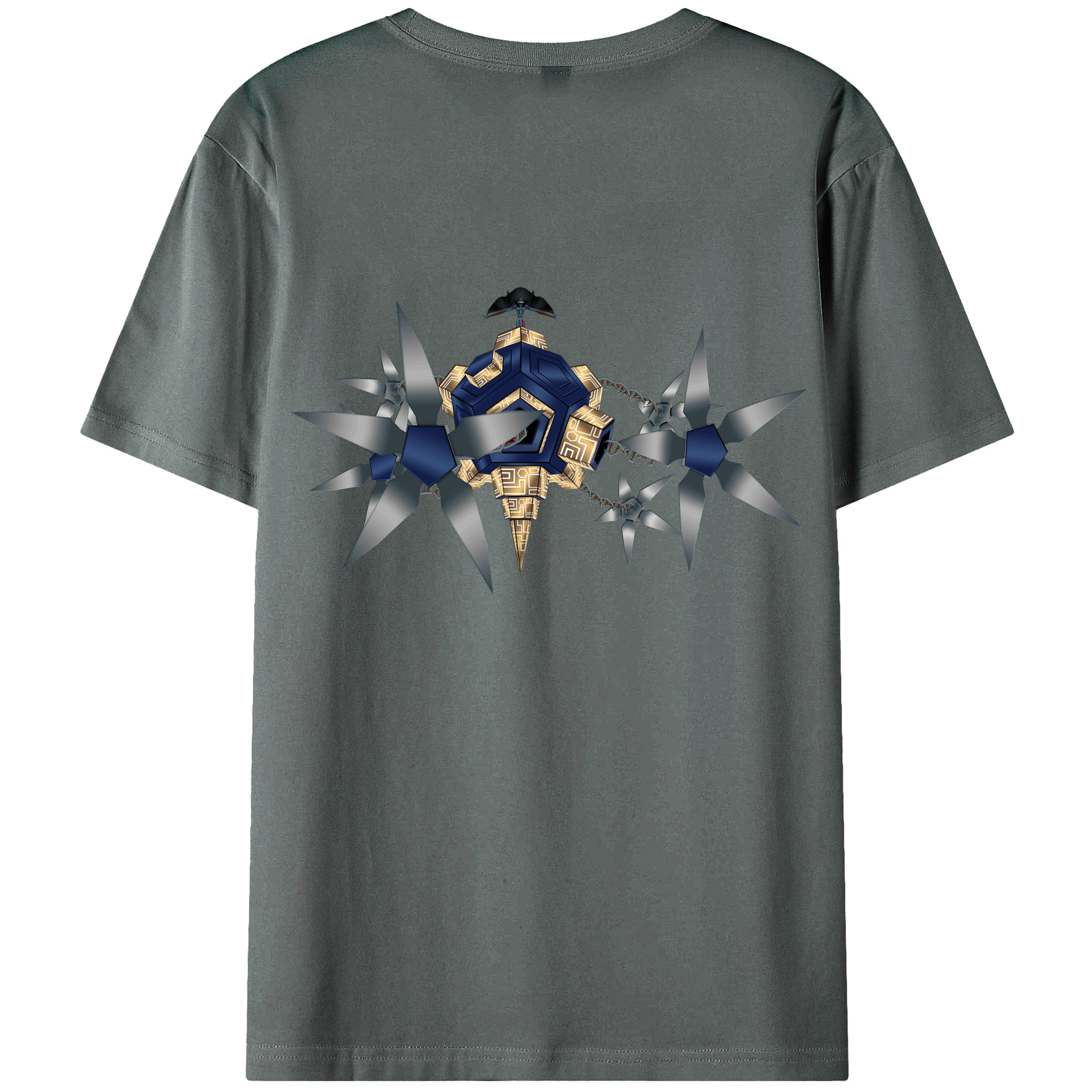 （画像用） Digimon デジタルモンスター/デジモン 綿100％ メンズ半袖Tシャツ（バックプリント） 通気性
